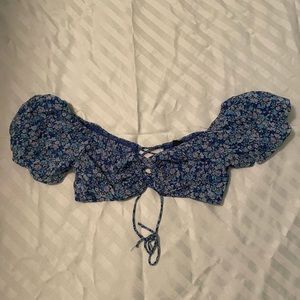 Target Wild Fable Blue Floral Crop Top